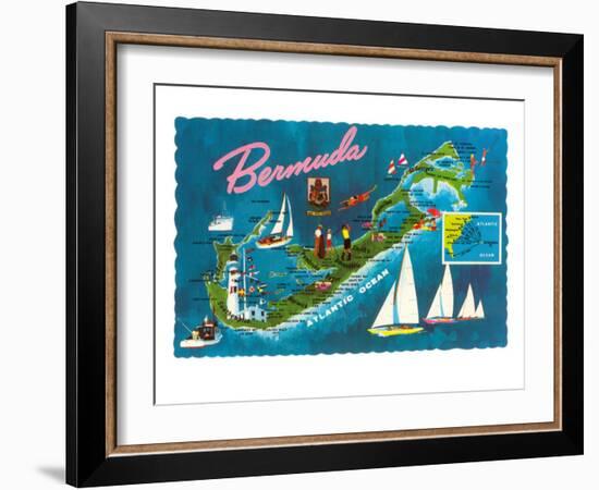 Map of Bermuda-null-Framed Art Print