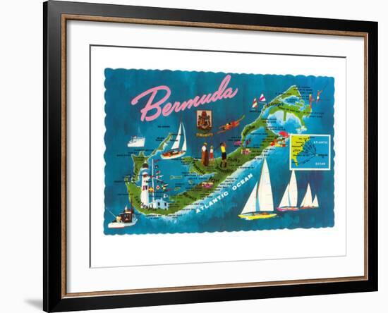 Map of Bermuda-null-Framed Art Print