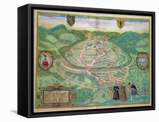 Map of Besancon, from Civitates Orbis Terrarum by Georg Braun-Joris Hoefnagel-Framed Premier Image Canvas