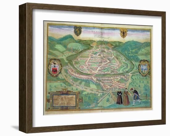 Map of Besancon, from Civitates Orbis Terrarum by Georg Braun-Joris Hoefnagel-Framed Giclee Print