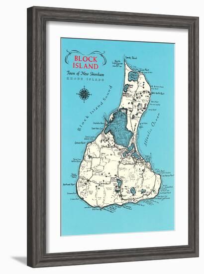 Map of Block Island, Rhode Island-null-Framed Art Print