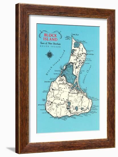 Map of Block Island, Rhode Island-null-Framed Art Print