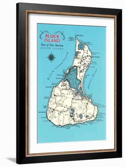 Map of Block Island, Rhode Island-null-Framed Art Print