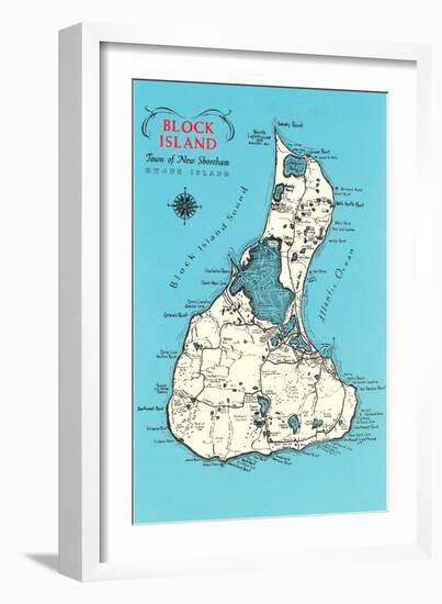 Map of Block Island, Rhode Island-null-Framed Art Print