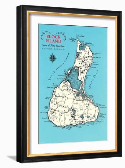 Map of Block Island, Rhode Island-null-Framed Art Print