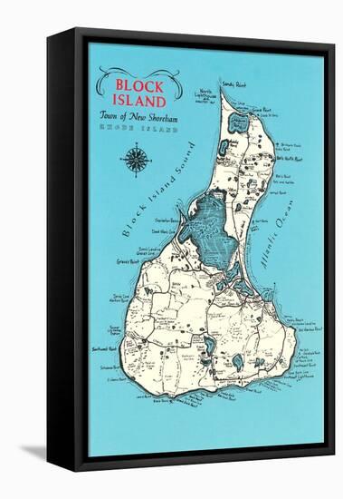 Map of Block Island, Rhode Island-null-Framed Stretched Canvas