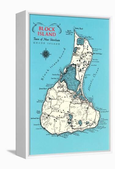 Map of Block Island, Rhode Island-null-Framed Stretched Canvas