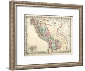 Map of Bolivia and Peru before the War of Pacific, Published in New York, 1878-null-Framed Giclee Print