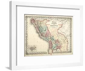 Map of Bolivia and Peru before the War of Pacific, Published in New York, 1878-null-Framed Giclee Print