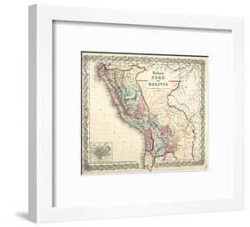 Map of Bolivia and Peru before the War of Pacific, Published in New York, 1878-null-Framed Giclee Print