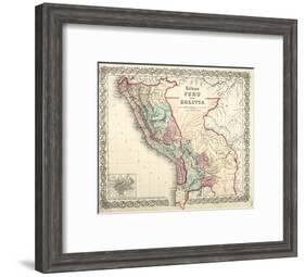 Map of Bolivia and Peru before the War of Pacific, Published in New York, 1878-null-Framed Giclee Print