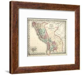 Map of Bolivia and Peru before the War of Pacific, Published in New York, 1878-null-Framed Giclee Print