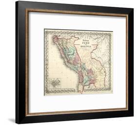 Map of Bolivia and Peru before the War of Pacific, Published in New York, 1878-null-Framed Giclee Print