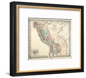 Map of Bolivia and Peru before the War of Pacific, Published in New York, 1878-null-Framed Giclee Print