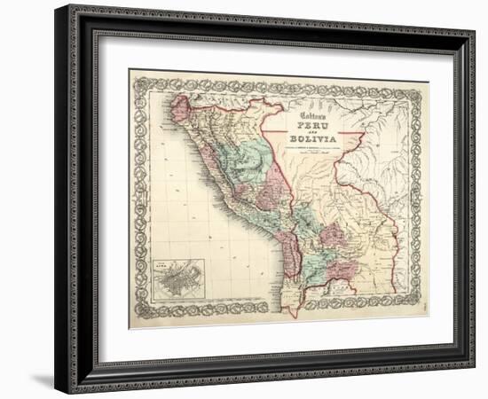 Map of Bolivia and Peru before the War of Pacific, Published in New York, 1878-null-Framed Giclee Print