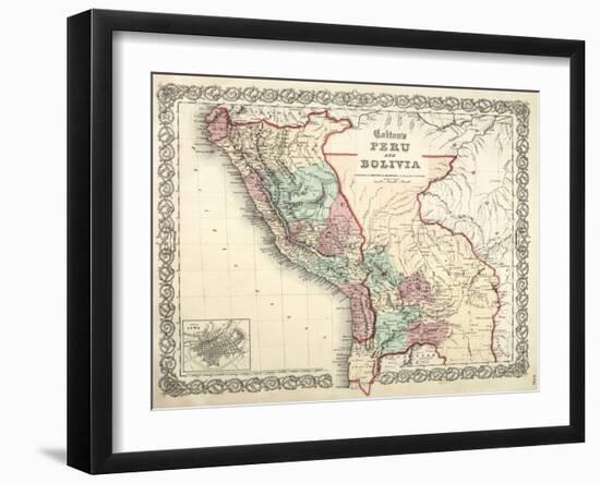 Map of Bolivia and Peru before the War of Pacific, Published in New York, 1878-null-Framed Giclee Print