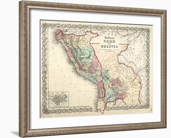 Map of Bolivia and Peru before the War of Pacific, Published in New York, 1878-null-Framed Giclee Print