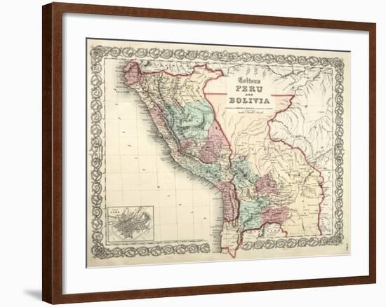 Map of Bolivia and Peru before the War of Pacific, Published in New York, 1878-null-Framed Giclee Print