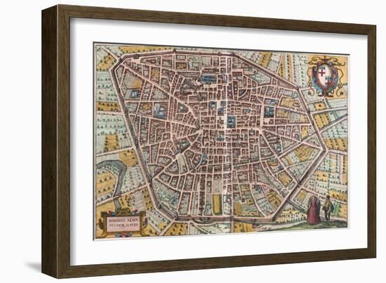 Map of Bologna from Civitates Orbis Terrarum-null-Framed Giclee Print