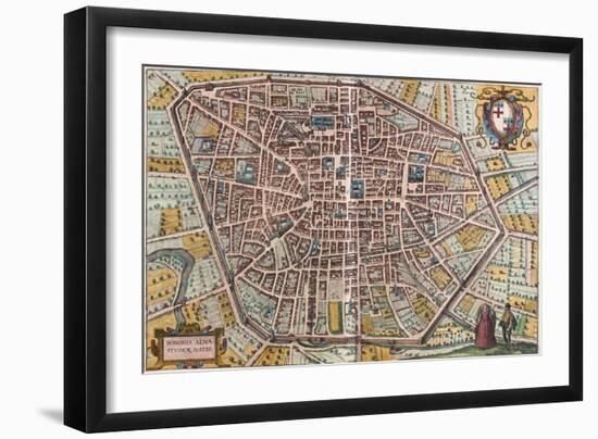 Map of Bologna from Civitates Orbis Terrarum-null-Framed Giclee Print