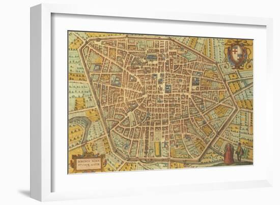 Map of Bologna from Civitates Orbis Terrarum-null-Framed Giclee Print