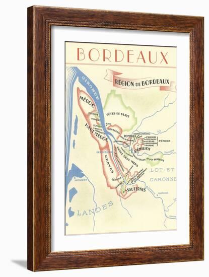 Map of Bordeaux Region of France-null-Framed Art Print
