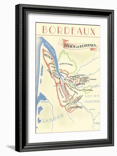 Map of Bordeaux Region of France-null-Framed Art Print