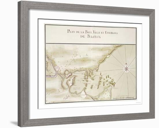 Map of Boston and Environs French, C 1755-null-Framed Giclee Print