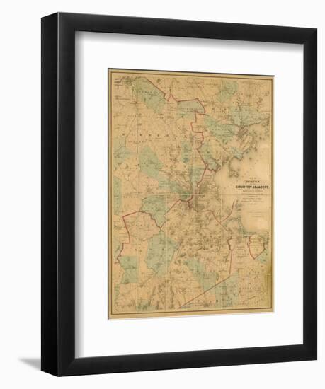 Map of Boston, c.1860-H^ F^ Walling-Framed Art Print