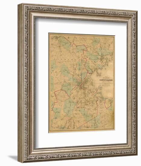 Map of Boston, c.1860-H^ F^ Walling-Framed Art Print