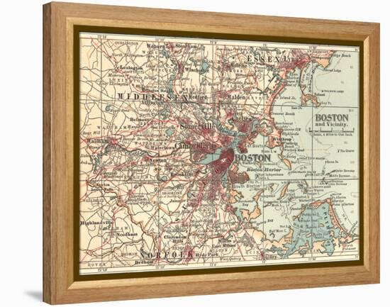 Map of Boston (C. 1900), Maps-Encyclopaedia Britannica-Framed Stretched Canvas