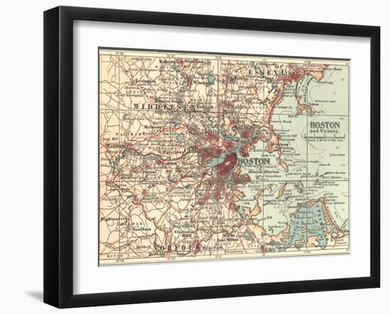 Map of Boston (C. 1900), Maps-Encyclopaedia Britannica-Framed Art Print