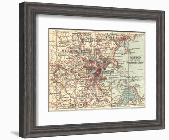 Map of Boston (C. 1900), Maps-Encyclopaedia Britannica-Framed Art Print