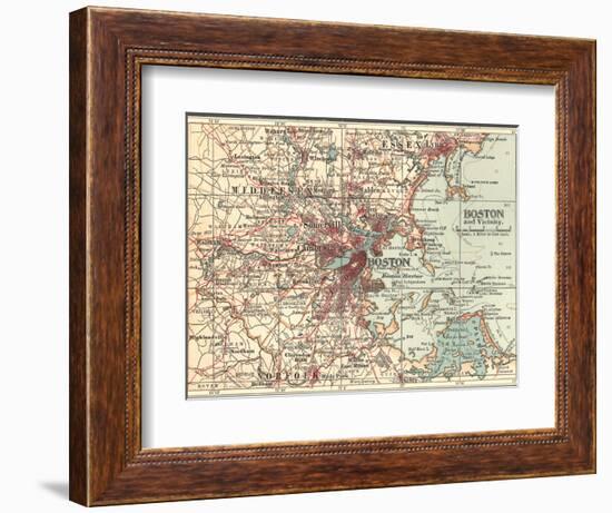 Map of Boston (C. 1900), Maps-Encyclopaedia Britannica-Framed Art Print