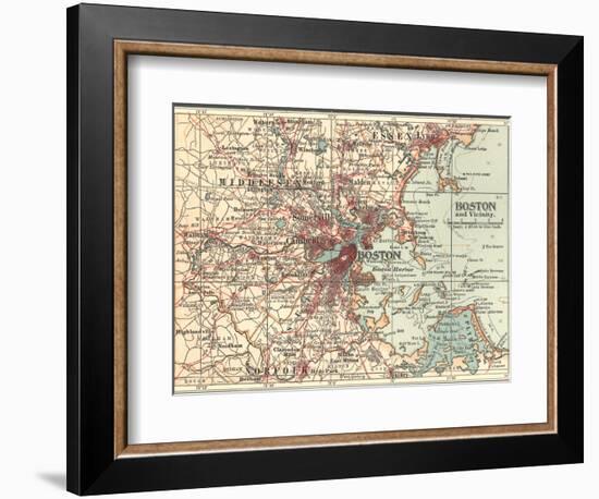 Map of Boston (C. 1900), Maps-Encyclopaedia Britannica-Framed Art Print