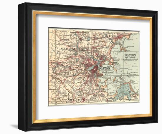 Map of Boston (C. 1900), Maps-Encyclopaedia Britannica-Framed Art Print