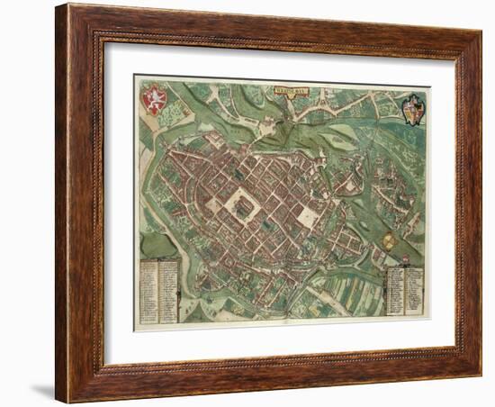 Map of Bratislava, from Civitates Orbis Terrarum by Georg Braun-Joris Hoefnagel-Framed Giclee Print