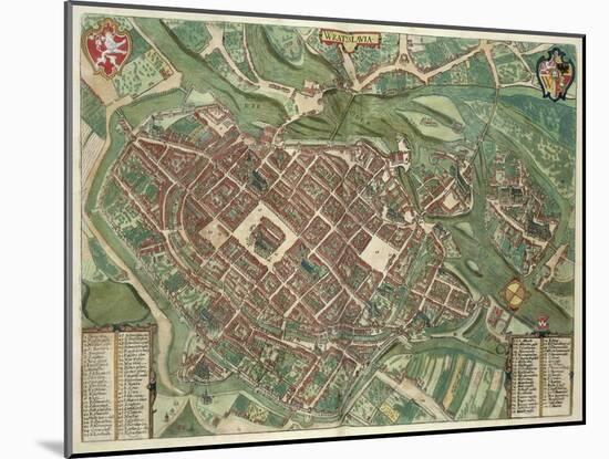 Map of Bratislava, from Civitates Orbis Terrarum by Georg Braun-Joris Hoefnagel-Mounted Giclee Print