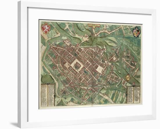 Map of Bratislava, from Civitates Orbis Terrarum by Georg Braun-Joris Hoefnagel-Framed Giclee Print