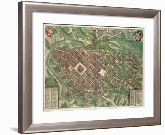 Map of Bratislava, from Civitates Orbis Terrarum by Georg Braun-Joris Hoefnagel-Framed Giclee Print