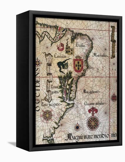 Map of Brazil, 1561-null-Framed Premier Image Canvas