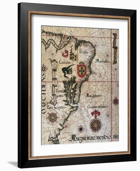 Map of Brazil, 1561-null-Framed Giclee Print