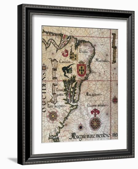 Map of Brazil, 1561-null-Framed Giclee Print