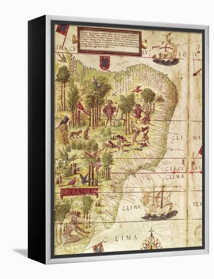 Map of Brazil, from Miller Atlas by Pedro and Jorge Reinel, Lopo Homen-null-Framed Premier Image Canvas