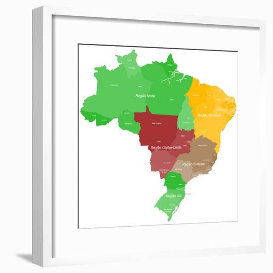 Map of Brazil-malachy120-Framed Premium Giclee Print