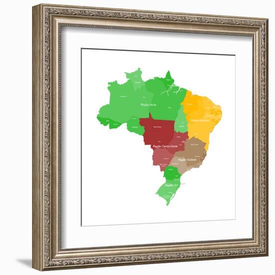Map of Brazil-malachy120-Framed Art Print