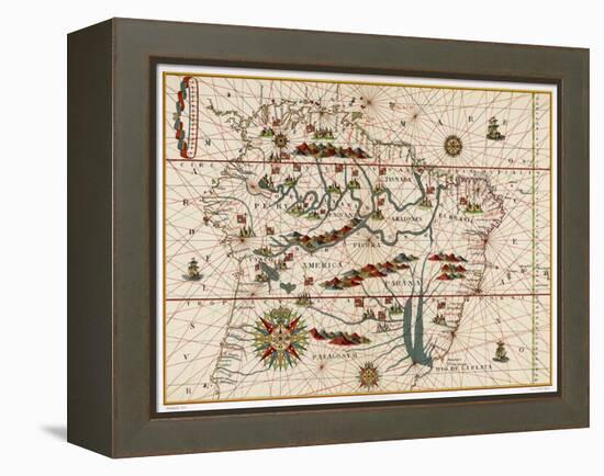 Map of Brazil-Juan Martinez-Framed Stretched Canvas