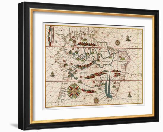 Map of Brazil-Juan Martinez-Framed Art Print