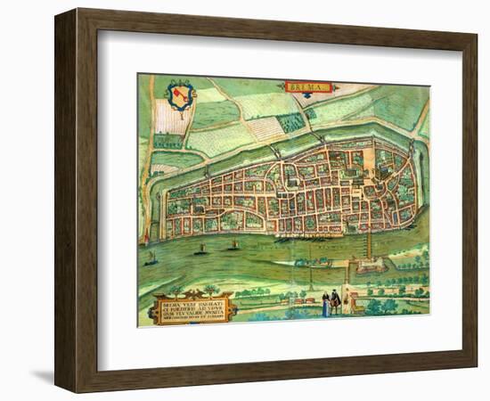 Map of Bremen, from "Civitates Orbis Terrarum" by Georg Braun and Frans Hogenberg circa 1572-1617-Joris Hoefnagel-Framed Giclee Print