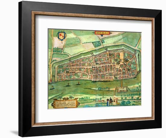 Map of Bremen, from "Civitates Orbis Terrarum" by Georg Braun and Frans Hogenberg circa 1572-1617-Joris Hoefnagel-Framed Giclee Print